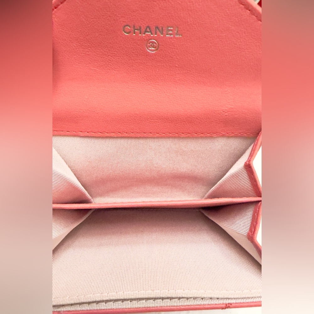 Pink CHANEL Compact V Stitch Leather Wallet Card Holder - Picture 5 of 8